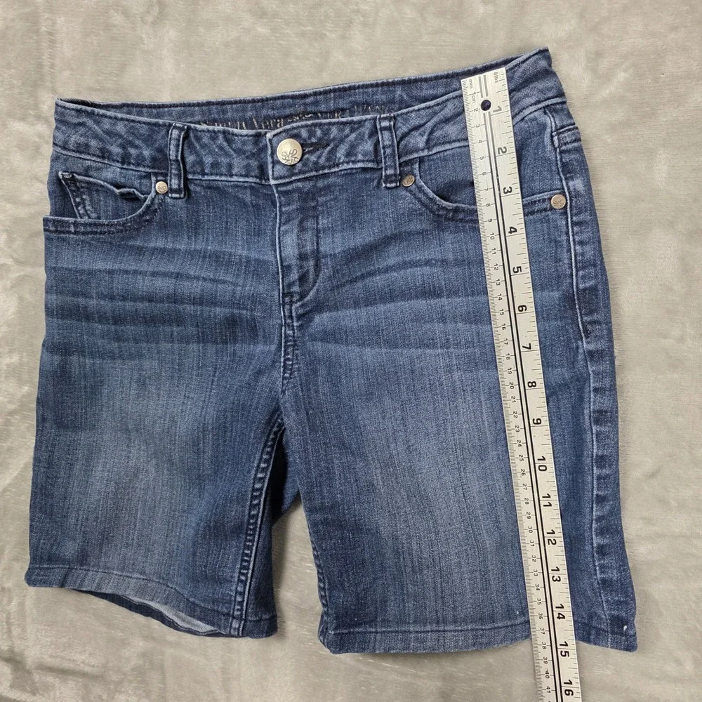 Simply Vera Vera Wang‎ Blue Medium Wash Long Denim Shorts Sz 2 Mid Thigh